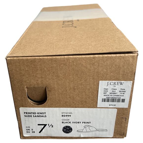 J.Crew Black Ivory Printed Knot Slide Sandals, US7.5 - Picture 9 of 9